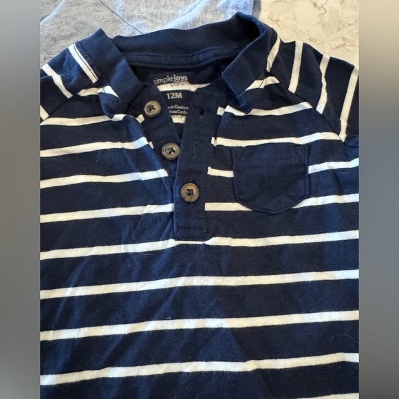 Simple Joys by Carters - Kids Blue and Gray Striped Henley Shirts - Picture 6 of 8
